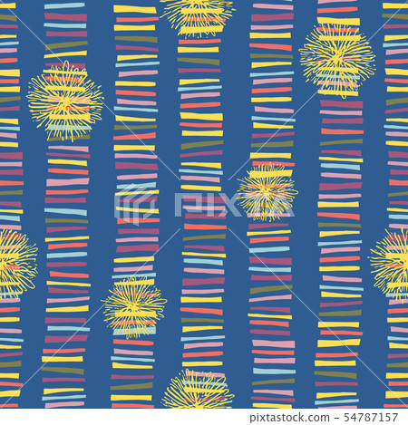 Abstract shapes Seamless texture with vertical blocks and pom poms. Childish abstract colorful Abstract shapes Seamless texture with vertical blocks and pom poms. Childish abstract colorful 54787157
