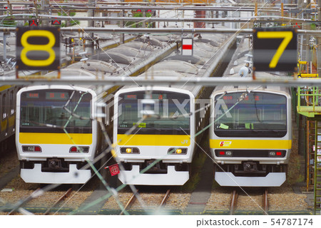 Train of Mitaka vehicle center Train of Mitaka vehicle center 54787174