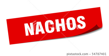 Nachos Sticker. Nachos Square Isolated Sign. - Stock Illustration 