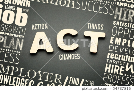 Wooden alphabets building the word ACT 54787816