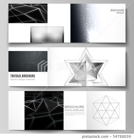 Vector layout of square format covers design templates for trifold brochure, flyer, magazine. 3d 54788039