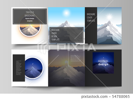 Minimal vector editable layout of square format covers design templates for trifold brochure, flyer Minimal vector editable layout of square format covers design templates for trifold brochure, flyer 54788065
