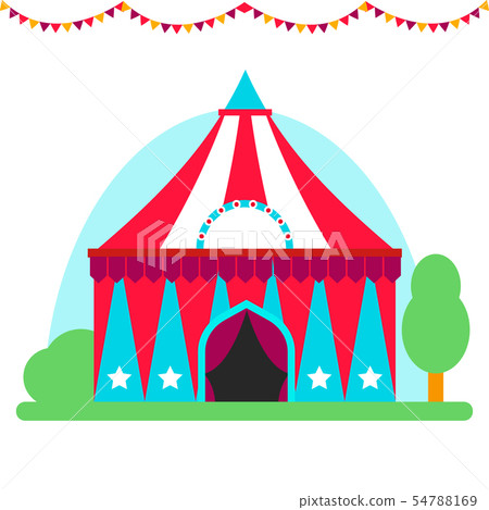 Circus show entertainment tent marquee outdoor... - Stock Illustration ...