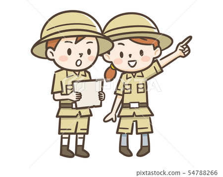 Adventurer kids looking at map 54788266