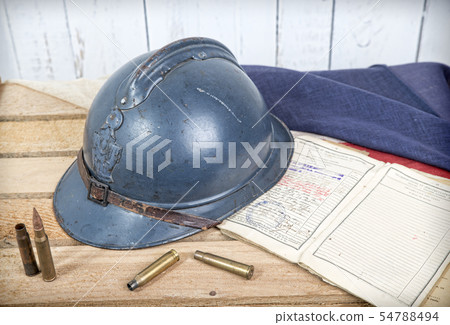 french helmet and old french flag 54788494