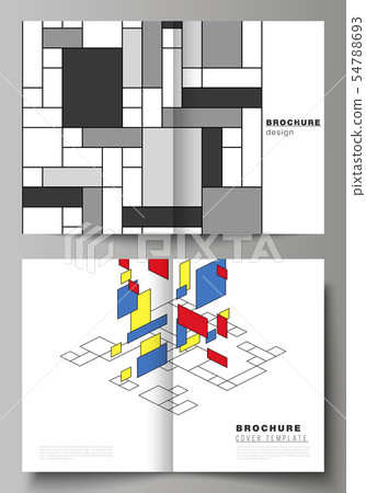 The vector layout of two A4 format modern cover mockups design templates for bifold brochure 54788693