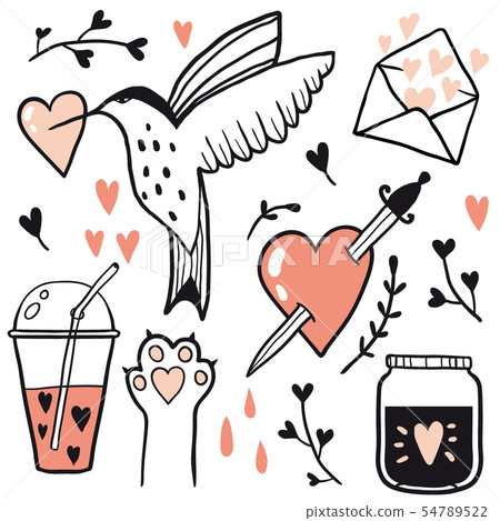 Set of love line illustrations Set of love line illustrations 54789522