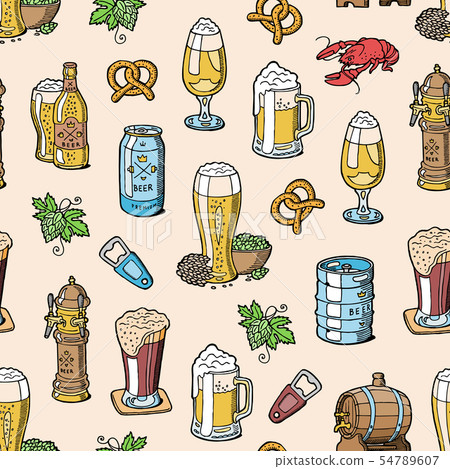 Beer in beerhouse brewery beermug or beerbottle and dark ale or beerbarrel in bar on beery party Beer in beerhouse brewery beermug or beerbottle and dark ale or beerbarrel in bar on beery party 54789607