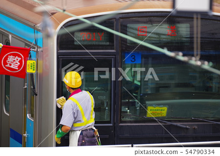 在Mitaka車輛中心停車的清掃風景 在Mitaka車輛中心停車的清掃風景 54790334