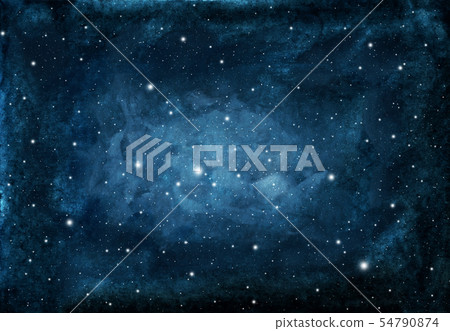Watercolor night sky background with stars. 54790874
