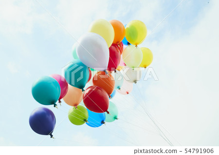 Blue sky colorful balloon 54791906