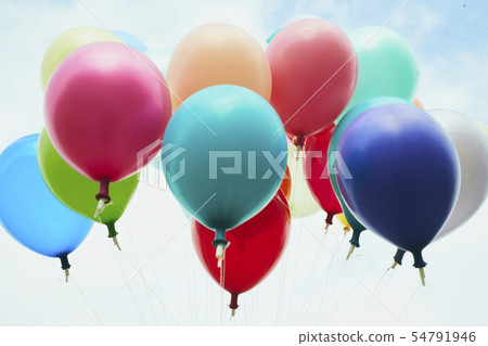Blue sky colorful balloon Blue sky colorful balloon 54791946