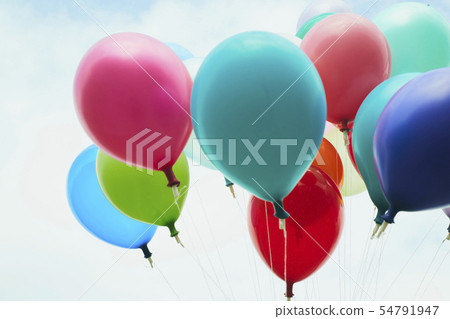 Blue sky colorful balloon 54791947