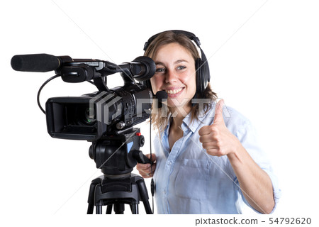 young woman with a video camera 54792620