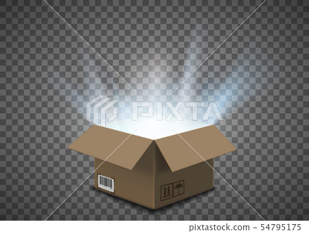 Open empty cardboard box with a glow inside 54795175