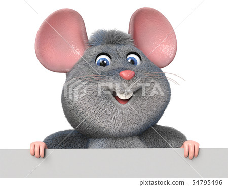 3d illustration funny mouse with poster 3d illustration funny mouse with poster 54795496