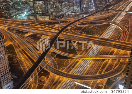Dubai at night in United Arab Emirates Dubai at night in United Arab Emirates 54795834