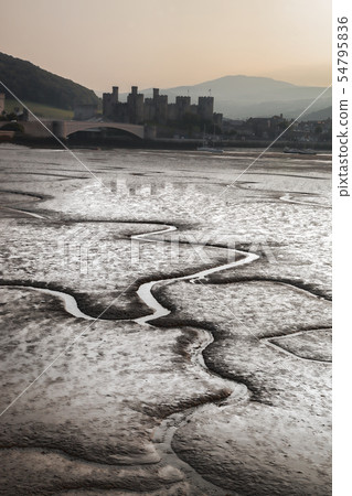 Coast of Wales with Conwy castle in United Kingdom Coast of Wales with Conwy castle in United Kingdom 54795836