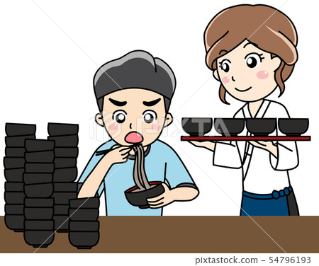 Male and female staff who try to challenge buckwheat noodles 54796193