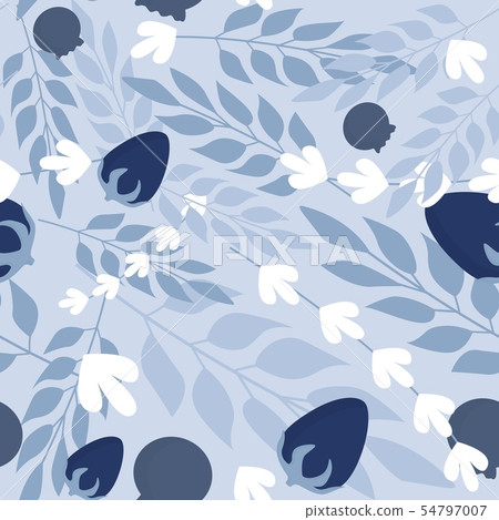 Winter herbal leaves and wild berries seamless - Stock Illustration ...