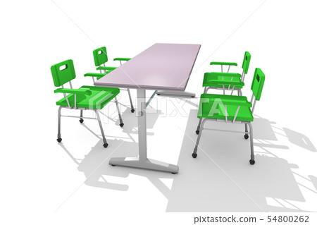 Lined chairs and desk (white background) Lined chairs and desk (white background) 54800262