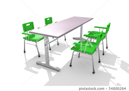 Lined chairs and desk (white background) 54800264