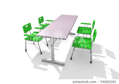 Lined chairs and desk (white background) Lined chairs and desk (white background) 54800265