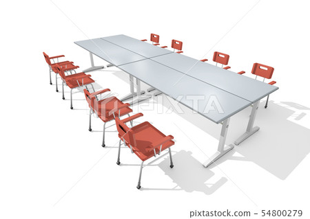 Lined chairs and desk (white background) 54800279