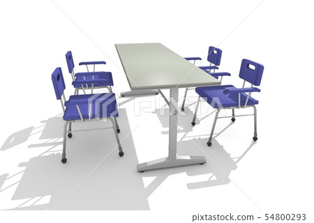 Lined chairs and desk (white background) 54800293