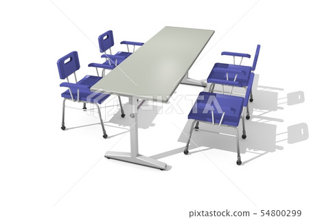 Lined chairs and desk (white background) Lined chairs and desk (white background) 54800299