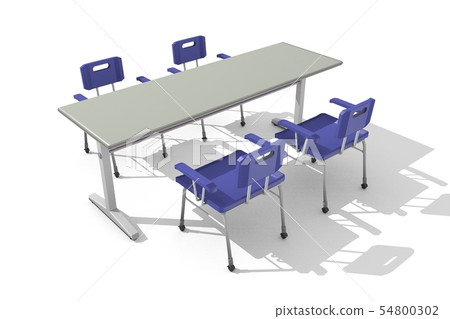 Lined chairs and desk (white background) 54800302