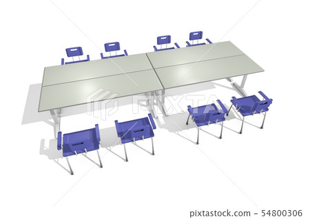 Lined chairs and desk (white background) 54800306