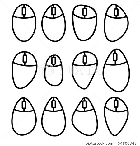 Different Computer Mouse Symbol Isolated on White Background. Simple Thin Line Icon, Linear Logo 54800343