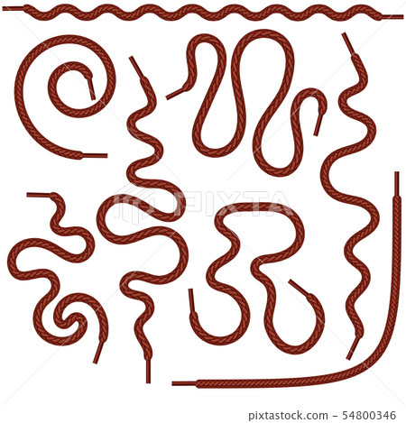 Set of Red Shoelace Isolated on White Background 54800346