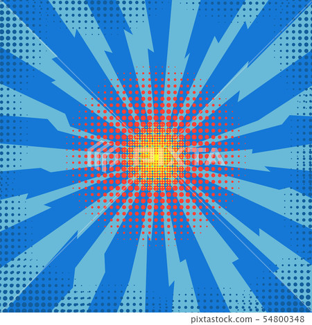 Explode Flash, Cartoon Explosion, Space Burst Effect, Comic Bomb, Star Explosion on Blue Backgground 54800348