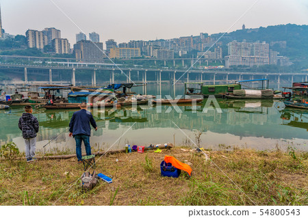 View of Fishing boats and fishermen View of Fishing boats and fishermen 54800543