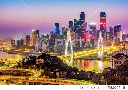 Night view of Chongqing city 54800546