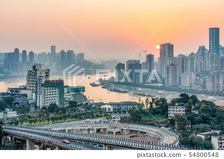 View of Chongqing city and the Yangtze river 54800548