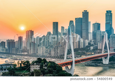 View of Chongqing city buildings and Dongshuimen View of Chongqing city buildings and Dongshuimen 54800549