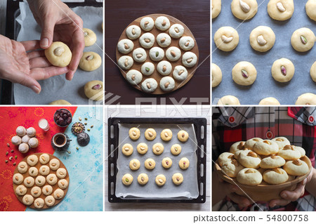 Collage of cookies of El Fitr Islamic Feast. Collage of cookies of El Fitr Islamic Feast. 54800758