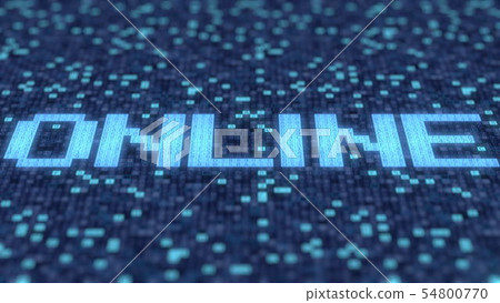 Flashing hexadecimal symbols on a blue computer screen compose ONLINE word. 3D rendering Flashing hexadecimal symbols on a blue computer screen compose ONLINE word. 3D rendering 54800770