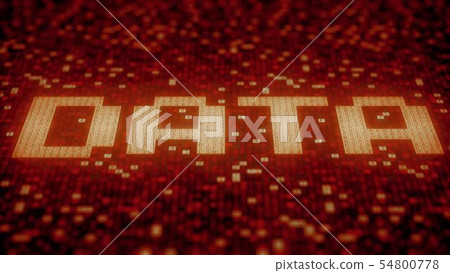 Hexadecimal symbols on a red computer screen compose DATA word. 3D rendering Hexadecimal symbols on a red computer screen compose DATA word. 3D rendering 54800778