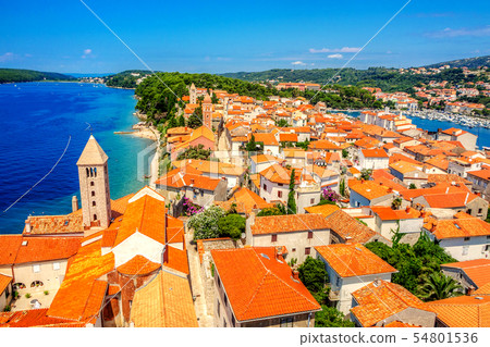Town Rab on Croatian island from above Town Rab on Croatian island from above 54801536