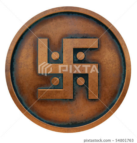 Jainism symbol on the copper metal coin Jainism symbol on the copper metal coin 54801763