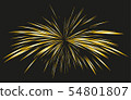 Gold Fireworks drawn by lines. 54801807
