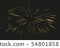 Gold Fireworks drawn by lines. 54801858
