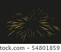 Gold Fireworks drawn by lines. 54801859