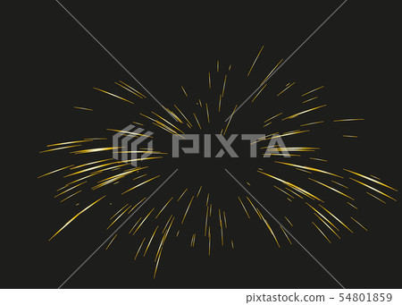 Gold Fireworks drawn by lines. 54801859