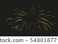 Gold Fireworks drawn by lines. 54801877