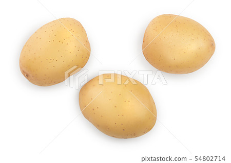 Young potato isolated on white background. Harvest new. Top view. Flat lay Young potato isolated on white background. Harvest new. Top view. Flat lay 54802714